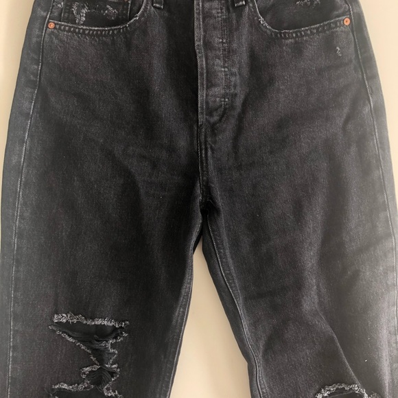 Aritzia Denim Forum Joni High Rise Loose Black Eyeliner Destroy Jeans - Picture 4 of 7